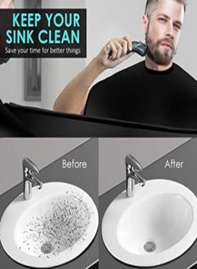 KERFORA Beard Bib Beard Shaving Apron Cloth Cups Beard Shaping Tool Nylon Beard waterproof Cape Catcher Trimming Cutting Apron Hair Clippings for Men Grooming Cloth (BLACK) - Image 2
